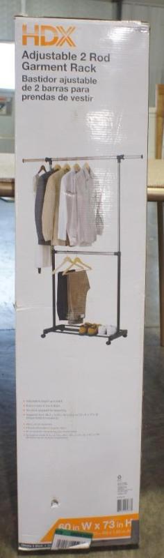 lot 65 image: New HDX 2 Rod Adjustable Garment Ra...