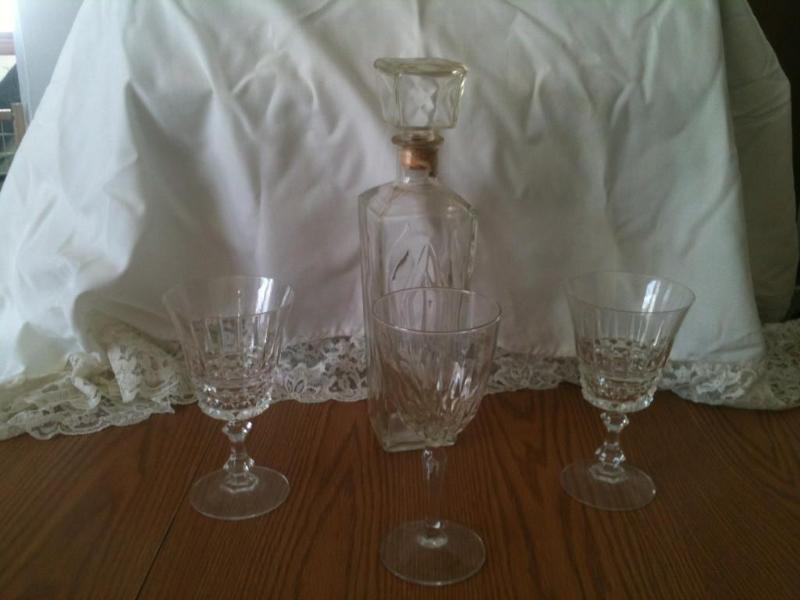 glass set with whiskey bottle...
