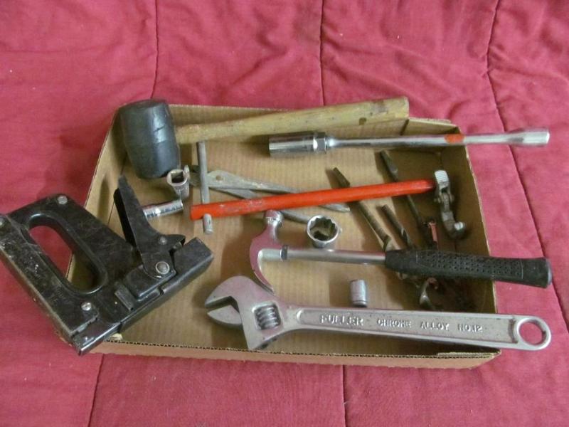 Stapler, fuller #12, hammer, pliers...