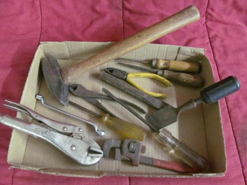 Hammer, vise grip, snipper, screw d...