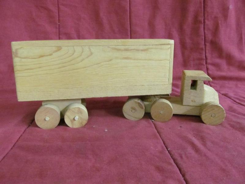 2 Piece Wood Toy Semi Truck, 15 in...