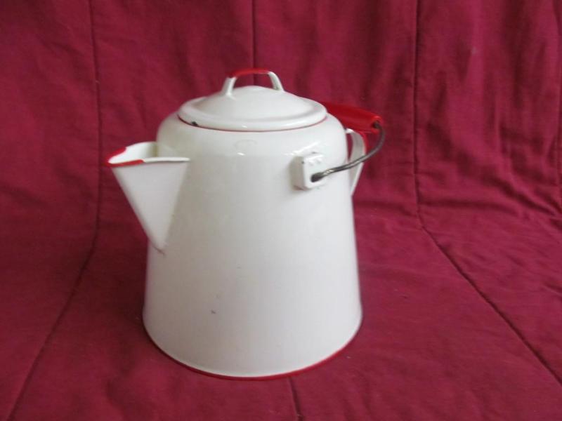 Enamel Coffee Pot - White...