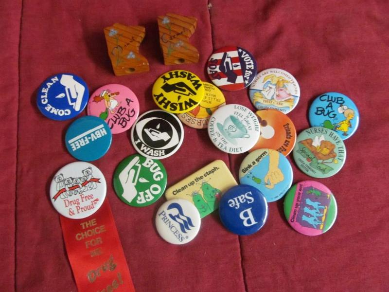 Box of Misc. Pins and 1 Wood Salt a...