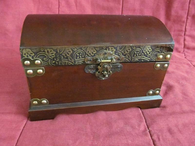 Wood Treasure Box, 10 12 x 7 x 7 i...