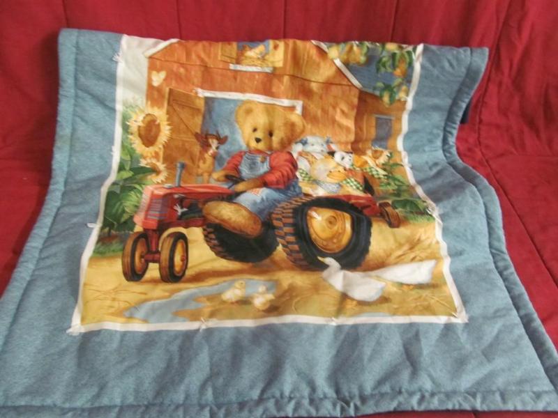 Bear and Tractor Lap Quilt, 32 x 42...