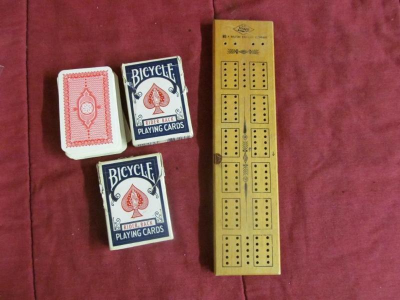 Milton Bradley Cribbage Board and 3...