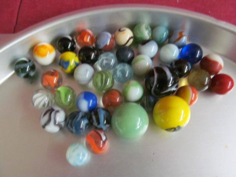 Vintage Marbles with 3 - 1&quot Sh...