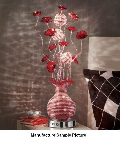lot 10 image: NEW Red Metal Floral Lamp -&nbspFu...