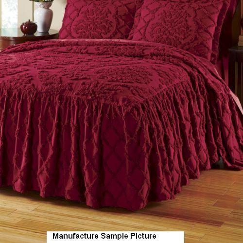 lot 162 image: Burgundy Damask Queen Size Bedsprea...