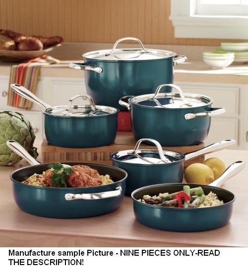 lot 164 image: Teal Color Pots and Pans Set - NINE...