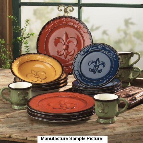 lot 183 image: 16 Piece Fleur De Lis Dinnerware Se...