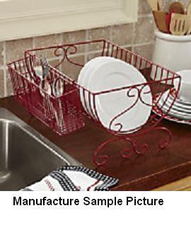 lot 199 image: Scrolled Red Metal Dish Rack - ...