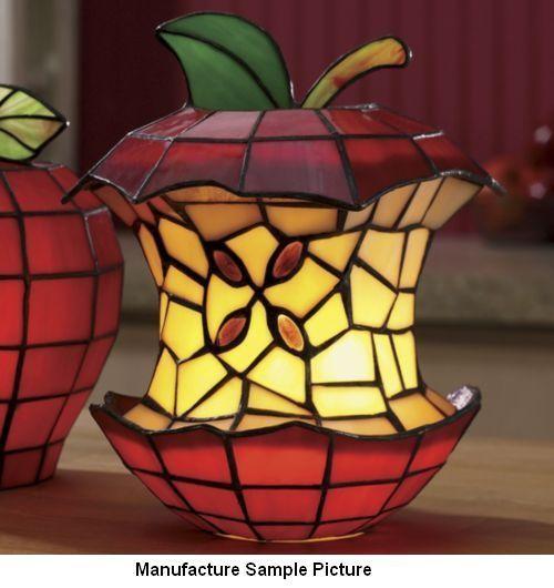 lot 73 image: Stained Glass Eaten Apple Lamp -&nb...