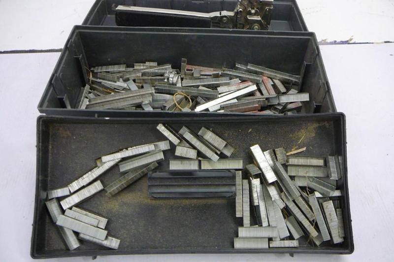 lot 5 image: Plano tool box with hand stapler &a...