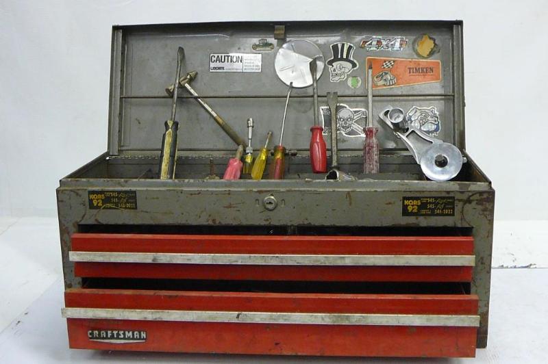 lot 66 image: Craftsman tool box with lots of dif...