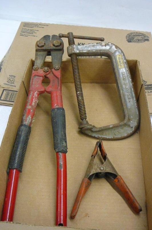 lot 80 image: Bolt Cutter, C clamp and spring cla...