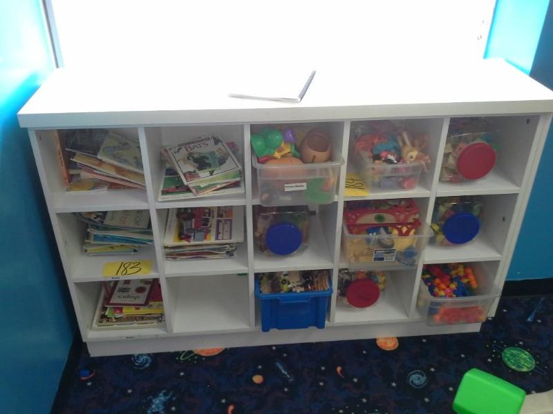 lot 185 image: Wood laminate storage unit