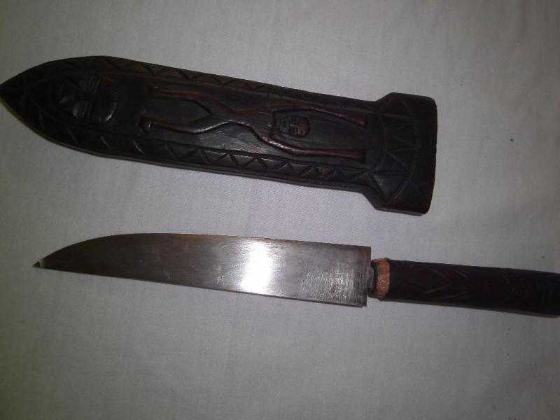 Handmade Tribal Knife   Wood Scabba...