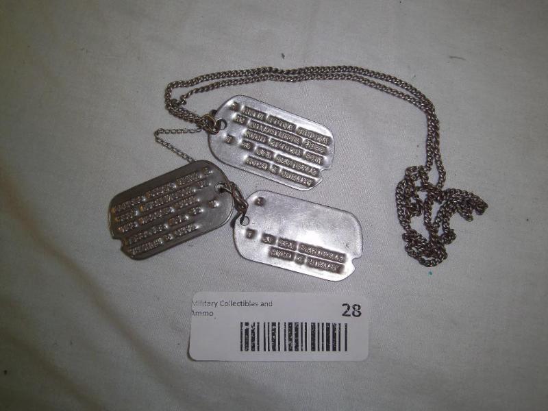3 US Dog Tags with Chain...