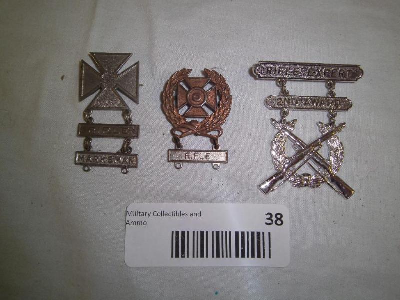 3 U.S Rifle Marksman Expert Medals...