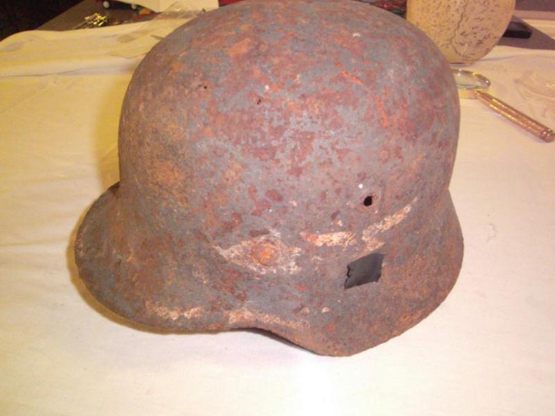 WWII German Helmet with partial luf...