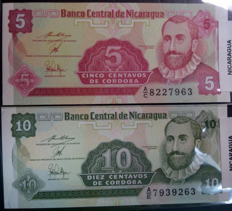 NICARAGUA SET OF TWO NOTES...