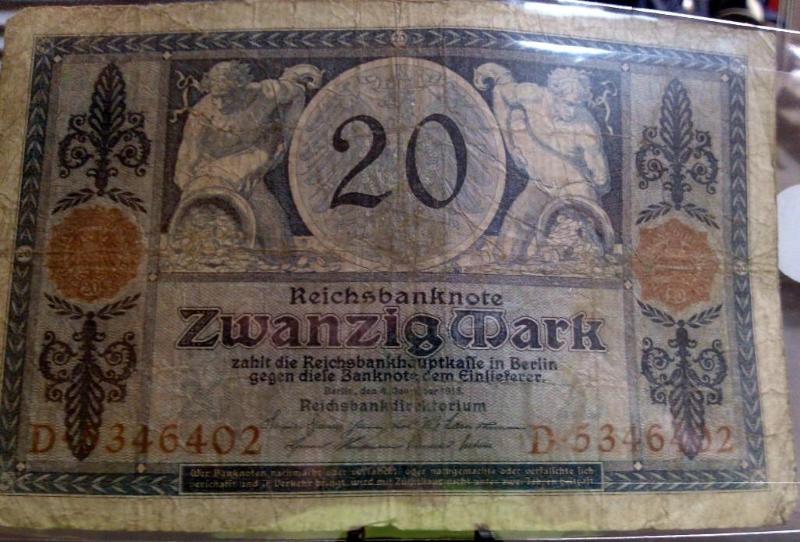 1915 GERMAN 20 MARK NOTE...