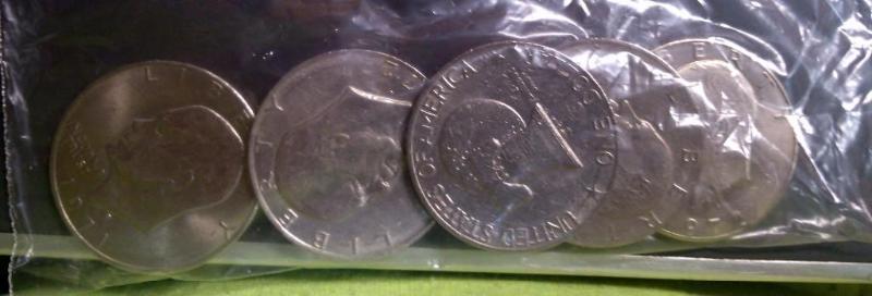 BAG OF 5 IKE DOLLARS...