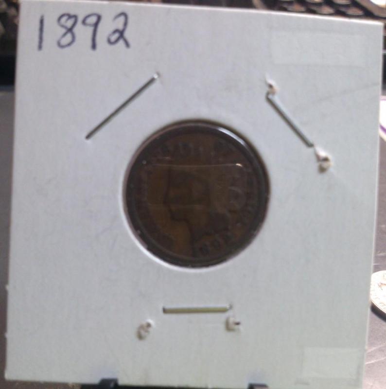 1892 INDIAN HEAD ONE CENT COIN...