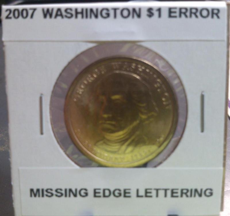 2007 WASHINGTON DOLLAR COIN ERROR N...