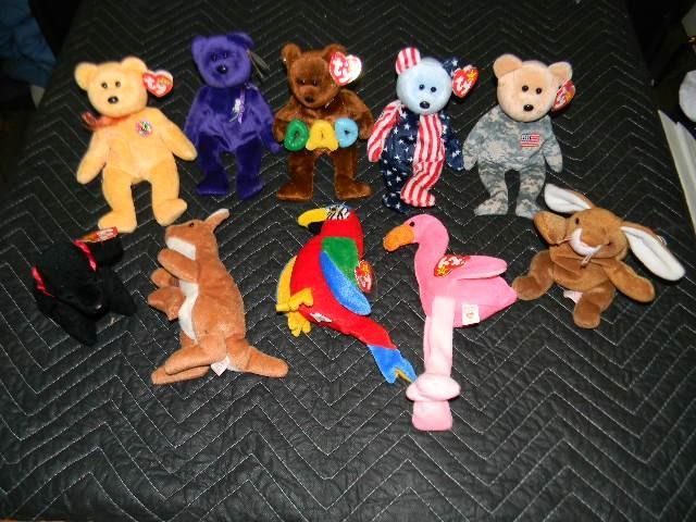 Lot of 10 Beanie Babies - 9 have ta...