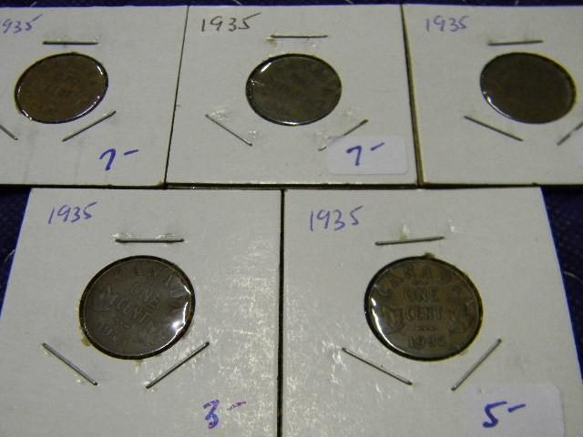 Lot of 5 uncirculated Canadian penn...
