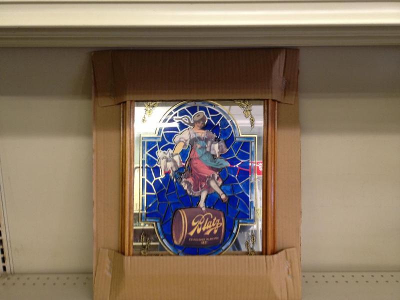 lot 16 image: Vintage Blatz Brewery Mirror in Frame
