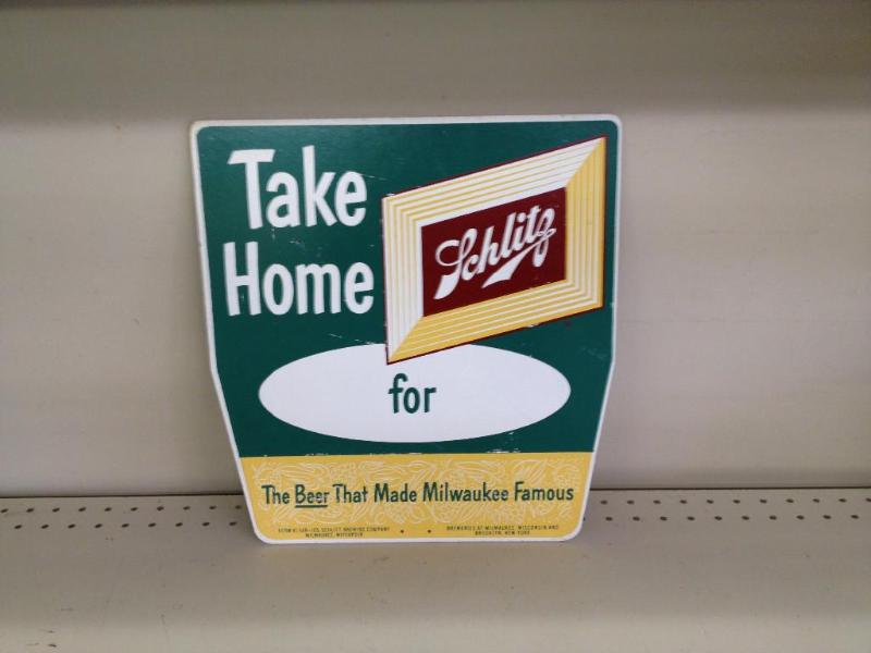 lot 17 image: Schlitz Brewery Double Sided Sign