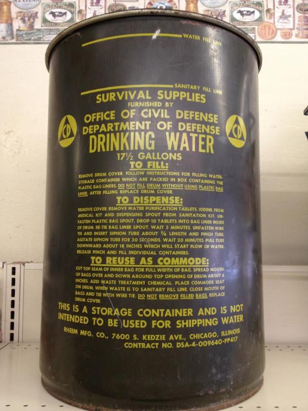 lot 6 image: Cold War Era Civil Defense Emergency Water Storage Barrel