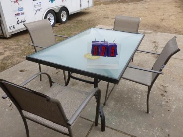 Outdoor patio set. New table and ch...