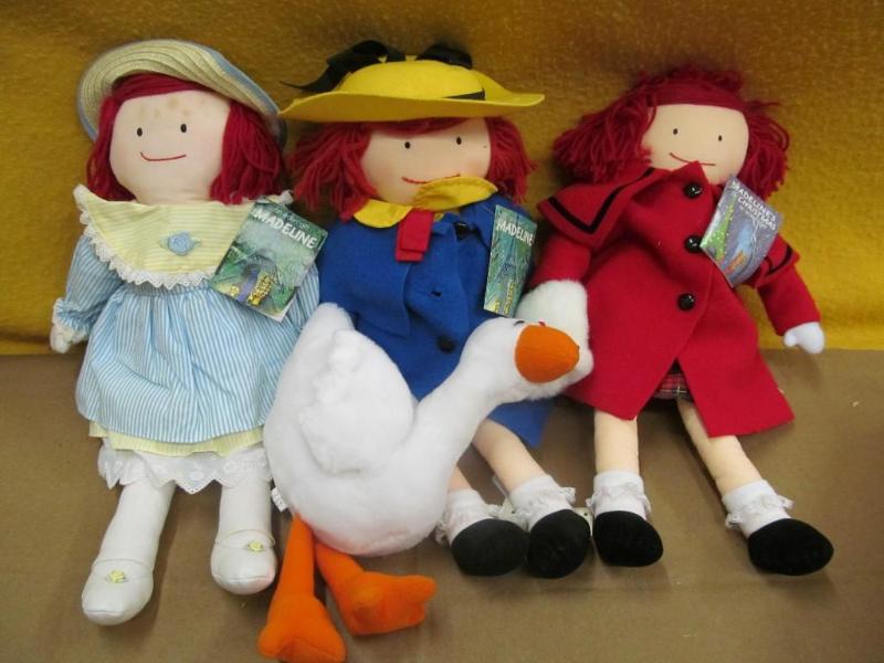 3 Madeline Dolls and White Duck...