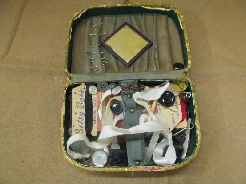 Sewing Box Buttons, pins, thread...