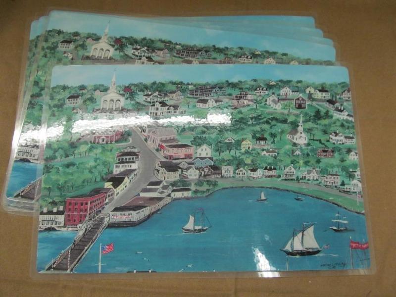 6 Plastic Placemats hand painted by...