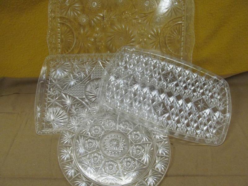 4 Large Plastic Serving Trays...