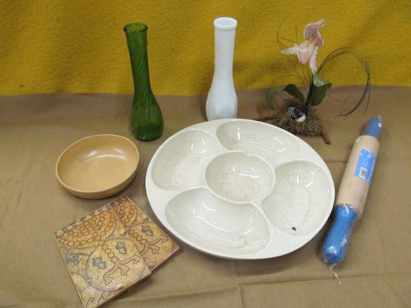 Divided Serving Platter, 2 Vases, 2...