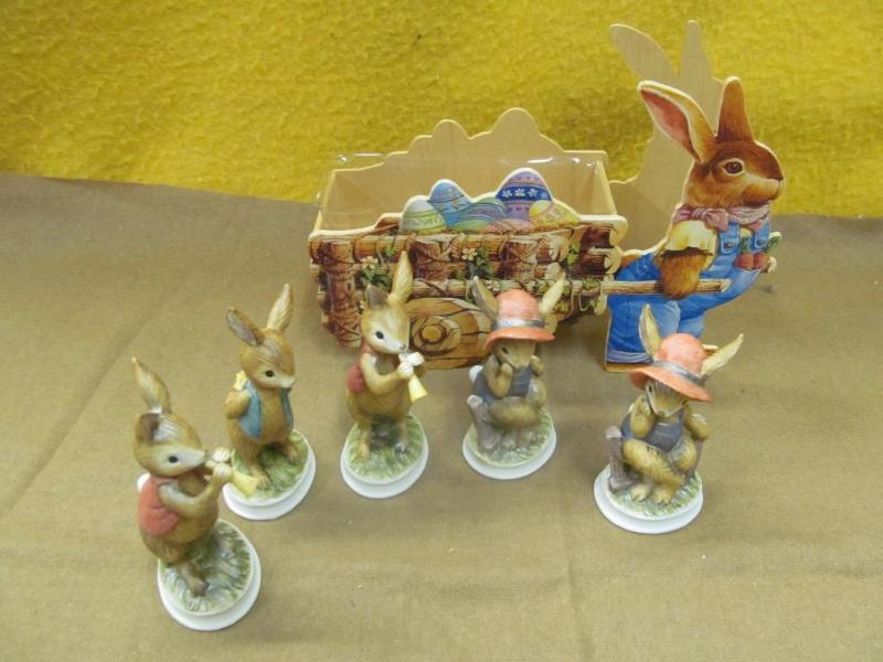 Rabbit Planter with 5 rabbit figuri...