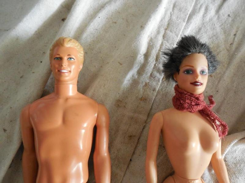 Looks like a Ken and Barbie dolls. ...