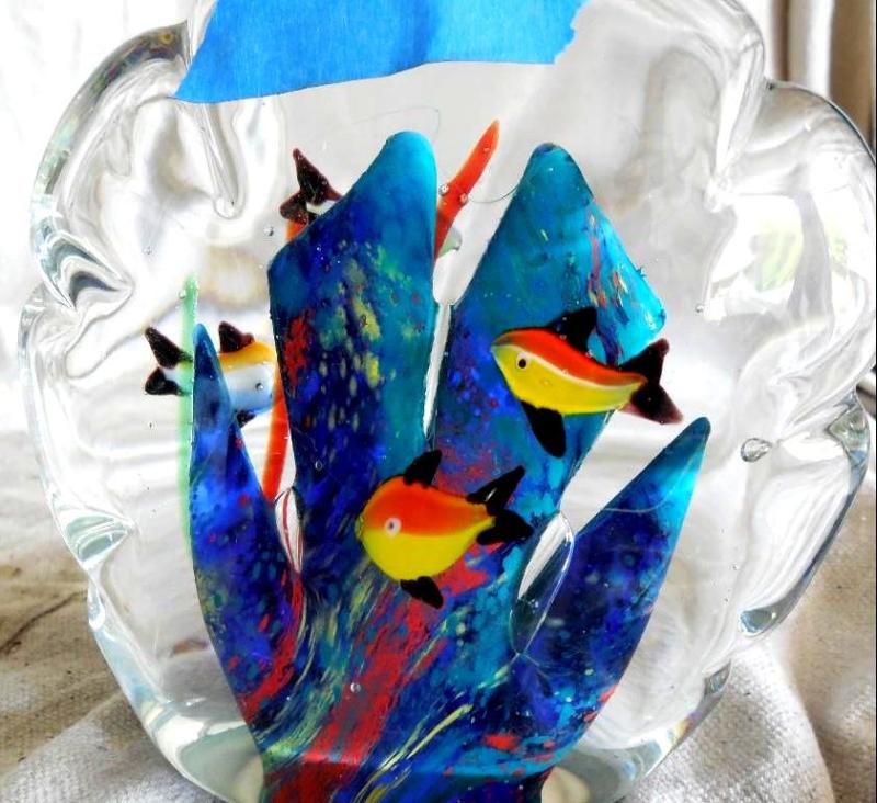 Art Glass Decor fish paperweight. &...