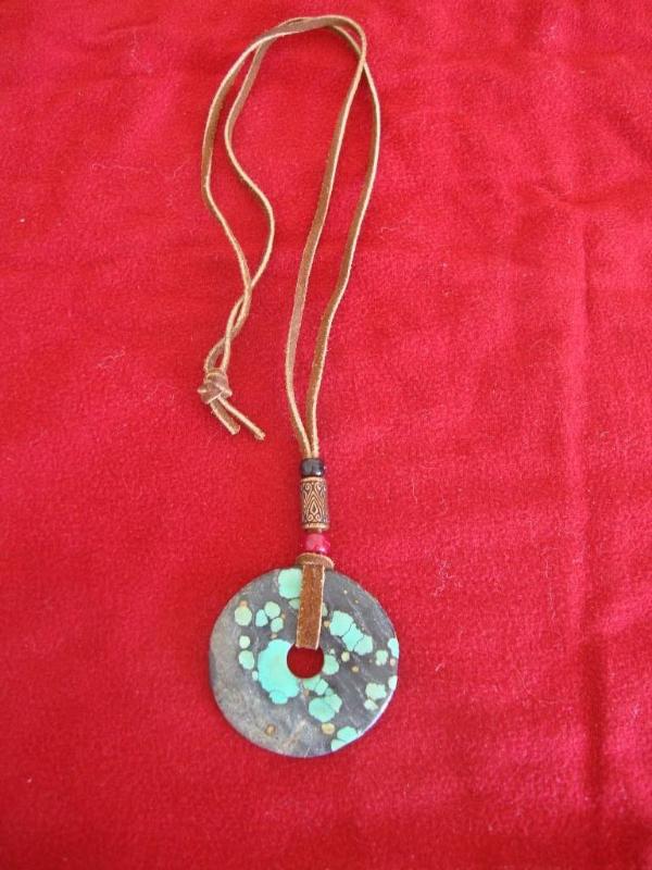 Stone, bead and leather necklace 19...