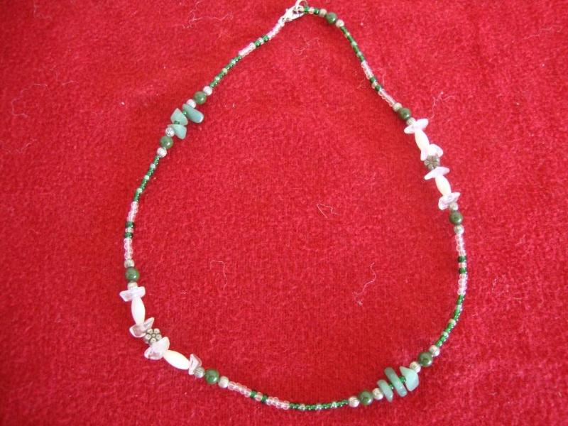 Green and white bead style necklace...