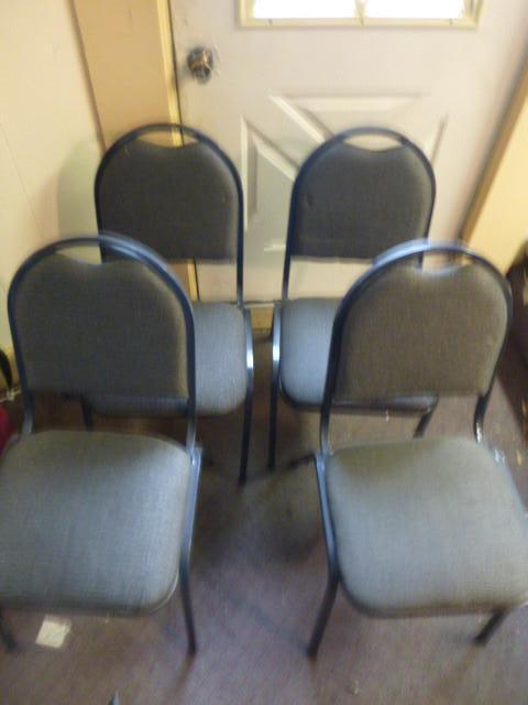 lot 150 image: 4 Stackable Gray Chairs...