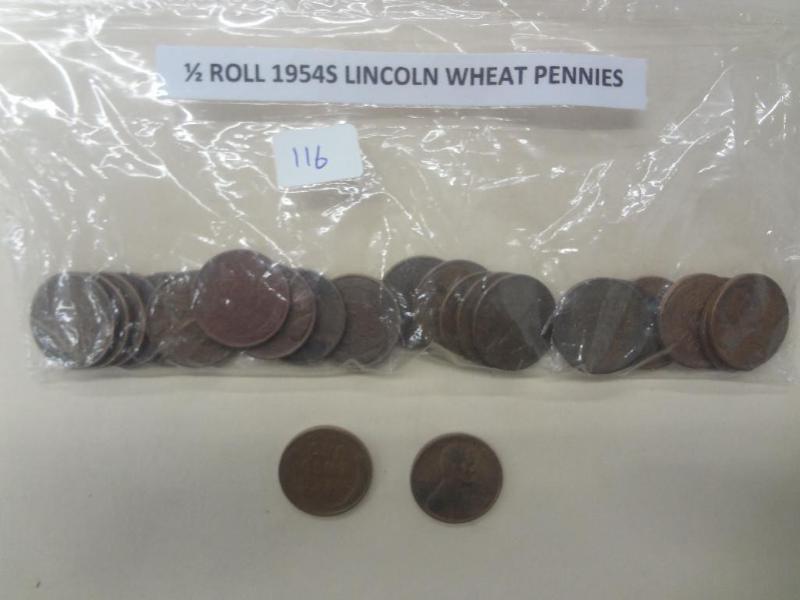 12 Roll Of 1954S Lincoln Wheat Pen...