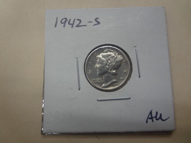 1942-S Mercury Dime, AU...