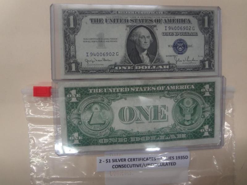 (2) 1935D $1 Silver Certificates, C...